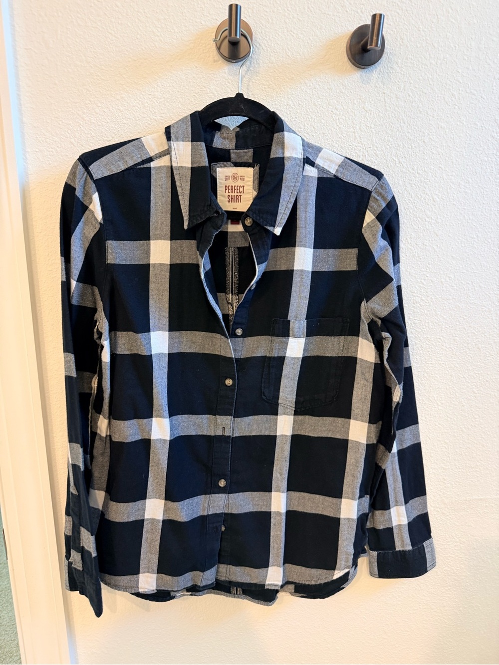 SO Black & White Plaid woman’s Button-Down Shirt